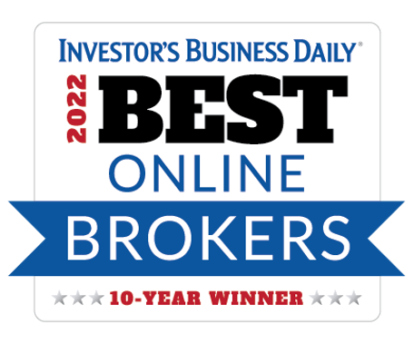 Investor's Business Daily 2022 Best Online Brokers - 10 year winner